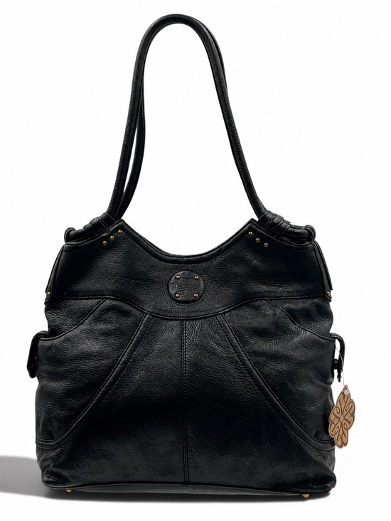 Pietra Borsa Handbags - Pietra Borsa Stevie Hobo Bag Black Pebbled Leather Studded Shoulder Slouchy Boho